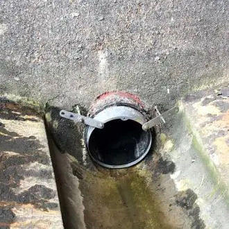 wapro-wastop-wastewater-outlet-security-check-valve-karlshamn-uk Outlet of buffer basin with WaStop for controlled release in Karlshamn